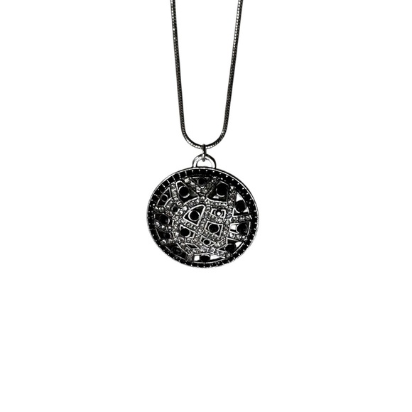 Paparazzi Exclusive Emblem Necklace and Earrings - Black - Picture 2 of 4